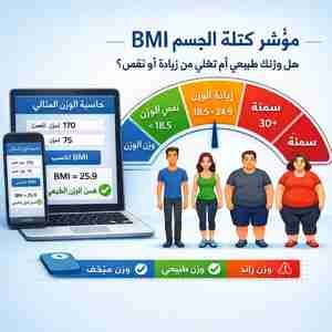 تساعدك حاسبة الوزن المثالي في معرفة مؤشر كتلة الجسم BMI ومعرفة ما إذا كان وزنك طبيعياً أو تعاني من زيادة أو نقص في الوزن